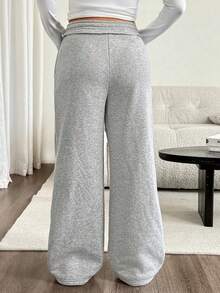 SHEIN Maternity Casual Versatile Sweatpants With Pockets And Drawstring Waist For Daily Wear - Grey - View 2