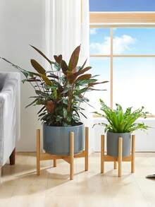 Bamboo Wood Plant Stand Rack 4 Legs Floor Flower Pot Holder Display Shelves For Indoor Outdoor Garden Patio Decorative Home Furniture - Yellow - View 8