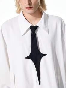 ROMWE MEN Men's Single-Breasted Casual Versatile Daily Long Sleeve Shirt - White - View 2