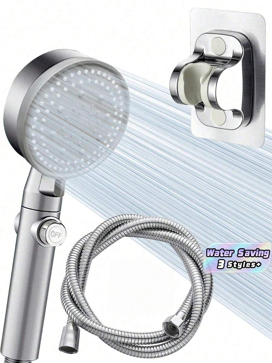 1PC High Pressure 5-Mode Handheld Shower Head With Stainless Steel Hose & Adjustable Bracket, Bathroom Accessory For Home Fall Decor - multicolor - View 1