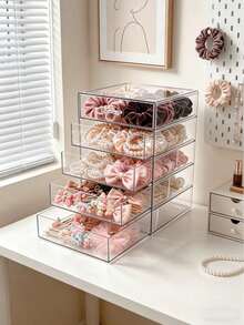 1pc 5-Layer High Transparency Acrylic Hair Accessory Storage Box, Dust-Proof Drawer Style Hair Tie Hair Clip Jewelry Box, Desktop Ornament Organizer Box - Multicolor - View 7