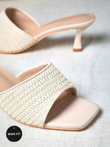 SHUZIA Wide Fit Women's Raffia Heeled Sandals For All-Day Comfort Mother's Day Present For Christmas Valentine's Day,Travel Essentials For Summer - Beige - View 2