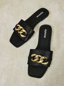 Styleloop Señoras, Uñas de Sauce, Hebillas, Zapatos Planos. - Negro - Ver 3