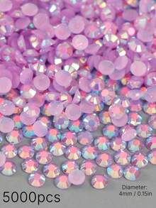 5000Pcs Bright Jelly AB Resin Rhinestones, Flat Back Multicolor Gems Bulk Pack, DIY Handmade Craft Supplies For Phone Case Cup Bottle Hat Fan Decoration - 4mm - View 34