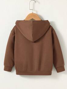 SHEIN 小男孩深綠色休閒針織連帽秋季連身衣 T-shirt，恐龍印花，適合兒童 - 彩色 - 查看 2