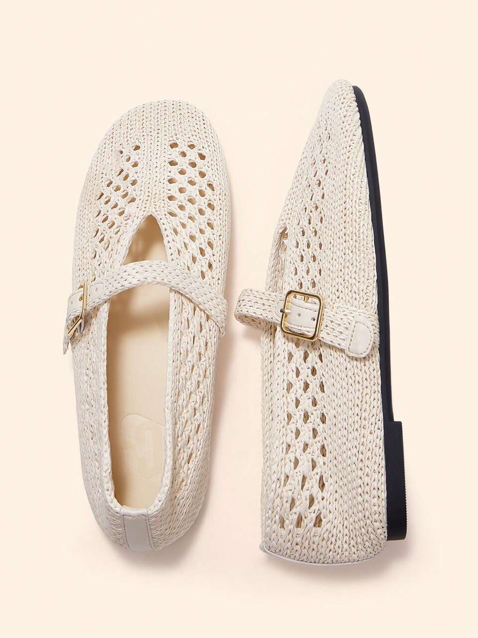 CUCCOO BASICS Ladies' Shoes With Hollowed Out Weaving And A Single Buckle With A Flat Bottomed Retro Low Vamp Mary Jane Single Shoe, Versatile For Daily Use