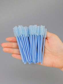 200pcs Disposable Eyelash Brush, Eyelash Comb, Makeup Brush, Makeup Applicator, Eyebrow Comb, Eyelash Applicator, Eyelash Brush, Eyebrow Applicator, For Eyelash And Eyebrow Makeup, Color: Blue - Multicolor - View 3
