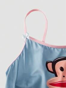 Chillnights Paul Frank X SHEIN Women's Blue Cartoon Print Top + Panties 2 Pieces Set - Blue - View 5