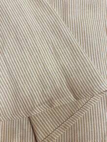 EMERY ROSE Women's Striped V-Neck Casual Loose Pocket Shirt - Khaki - View 4