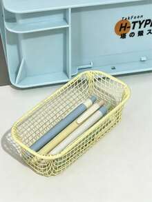 1/4Pcs Mini Macaron Color Metal Storage Baskets Stylish Desktop Organizer Minimalist Home Decor Multifunctional Desktop Storage Holder Suitable For Office Desks And Dressers Lightweight Rustproof Metal Container With Smooth Edges - Multiple Styles - View 6