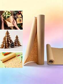 1 Roll Of Solid Color Gift DIY Wrapping Paper, Flower Wrapping Paper Kraft Paper Roll, Suitable For Gift, Handicraft, Bouquet, Poster Packaging, Etc. - Multicolor - View 5
