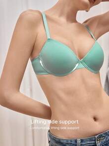 Bralution 1 buah Bra Wanita Polos Nyaman dengan Kawat Penyangga - Biru - View 5