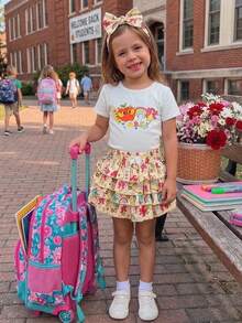 Emery Rose Kids Emery Rose Kids 女童小女孩 2件組 T恤套裝，可愛卡通休閒穿搭，適合返校季 - 彩色 - 查看 5