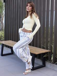 Hariany Almeida Damen Frühling und Sommer Spitze Einsätze V-Ausschnitt Langarm Slim Fit T-Shirt Ausgeh-Oberteile, Herbst Damen Kleidung Lässig - Gelb - Übersicht 4