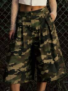 Zerodot Women Green Camouflage Denim Jorts Casual Daily - Army Green - View 3