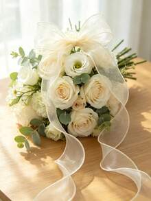 9M 透視薄紗緞帶捲，花卉包裝網格蝴蝶結，適用婚禮裝飾、禮品包裝、派對用品、花束包裝、慶典必需品 - A - 查看 3
