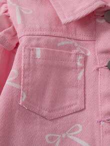 SHEIN 嬰兒休閒極簡印花牛仔套裝 - 粉色 - 查看 8