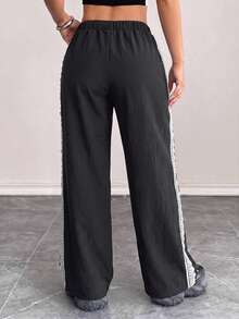 SHEIN Sports Women's Colorblock Casual Versatile Daily Outdoor Long Pants - Royal Blue - View 4