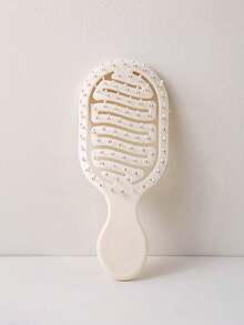 Mini Ivory Hollow Portable Styling Hair Brush, Salon Beauty Travel Essential Hair Comb Tool Accessory, Unisex, Suitable For Dry And Wet Hair, Multi-Functional Detangling Brush, Suitable For All Hair Types - White - View 3