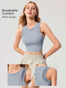 OutZeal Mesh Patchwork Multi-Pocket Design Sports Bra - Blue - View 2