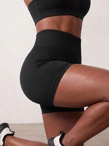Zivah Solid Color High Waist Slim Fit Sports Shorts - Multicolor - View 2