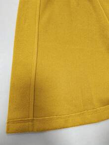 LanaWest Women Plain Color Block Front Button Long Sleeve Casual Jacket - Yellow - View 4