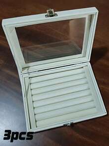 Caja de almacenamiento de anillos de terciopelo con tapa transparente, bandeja organizadora de exhibición de anillos, estuche de almacenamiento de joyas para anillos, pequeño soporte de joyas para exhibición en el hogar y la tienda - Multicolor - Ver 12