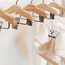 1pc Mini Wooden Hanger With Stainless Steel Clips - Pet Clothing & Accessory Hanger, Polished Surface, Space-Saving Design, Suitable For Hanging Small Items, Bathroom Storage Rack - Multicolor - View 6