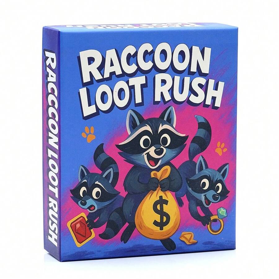 Raccoon Loot Rush 趣味浣熊尋寶收集卡牌遊戲,多人親子互動策略桌遊,便攜式節日生日禮物,適合家人朋友 - 彩色 - 查看 1
