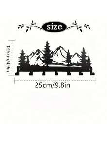 Charming Metal Forest Key Hook, Wall Mounted Key Holder Rack, Easy Install Entryway Organizer, Rustic Mountain Tree Wall Decor, Durable Metal Coat Hanger For Hats Towels Wallets, Modern Farmhouse Style Key Rack, Bathroom Bedroom Storage Accessories - Black - View 3