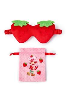 Strawberry Shortcake X SHEIN 1 Blackout Sleep Blindfold. Effectively Block Light. Made Of Soft And Comfortable Suede Fabric. - Red - View 3