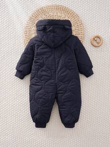 Cozy Pixies Baby Boy Cartoon Pattern Hooded Zip-Up Casual Versatile Winter Jumpsuit - Navy Blue - View 2