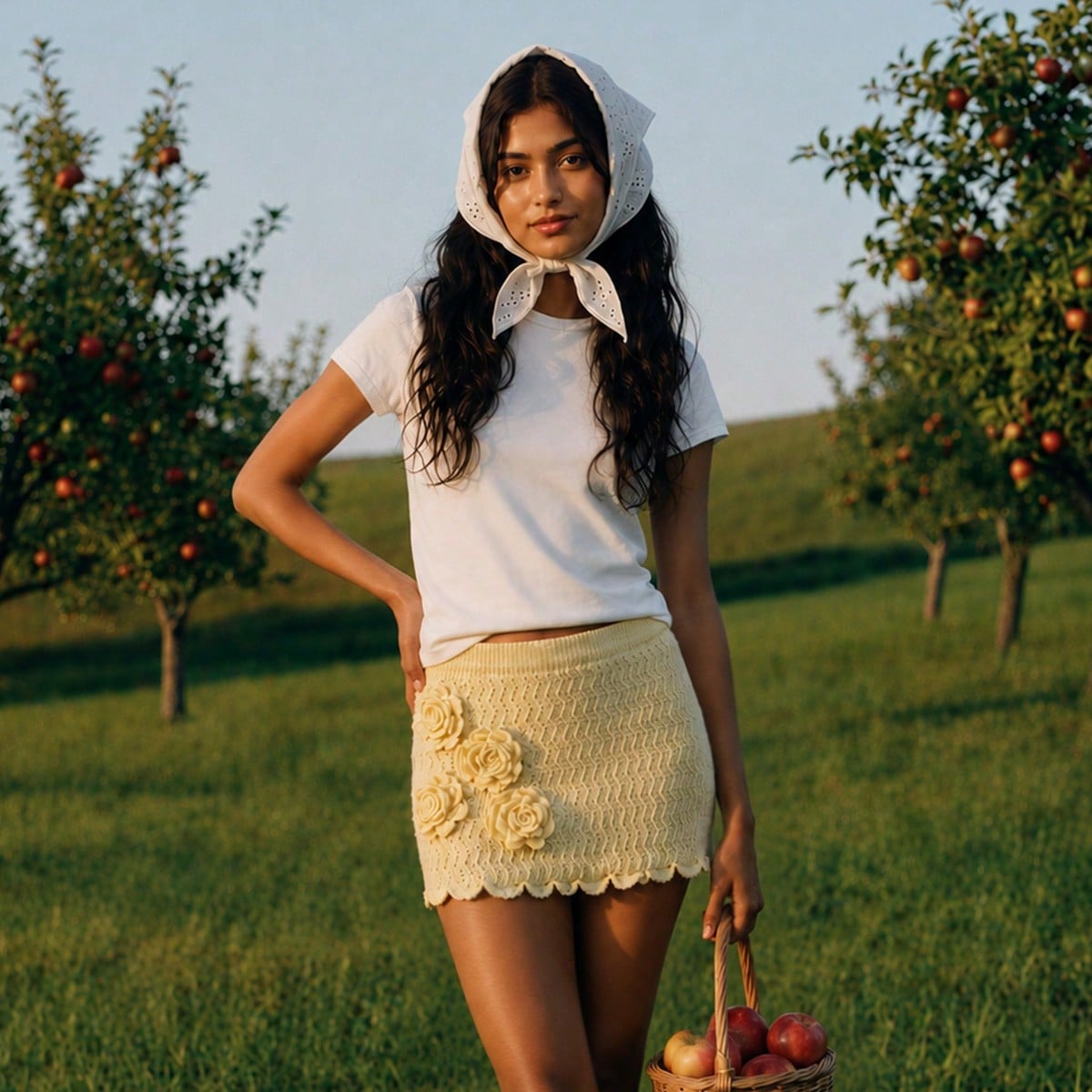 Butter Yellow Crochet Floral Mini Skirt, view 9