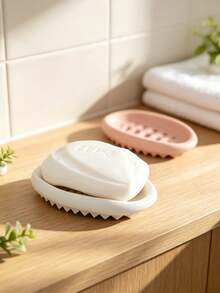 Bathroom Silicone Soap Dish With Drainage Tray, Soap Holder, Laundry Brush, Moisture-Proof Design - multicolor - View 6