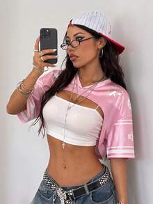 Coolane Women's Digital Pattern Casual Daily Long Sleeve Top - Baby Pink - View 3