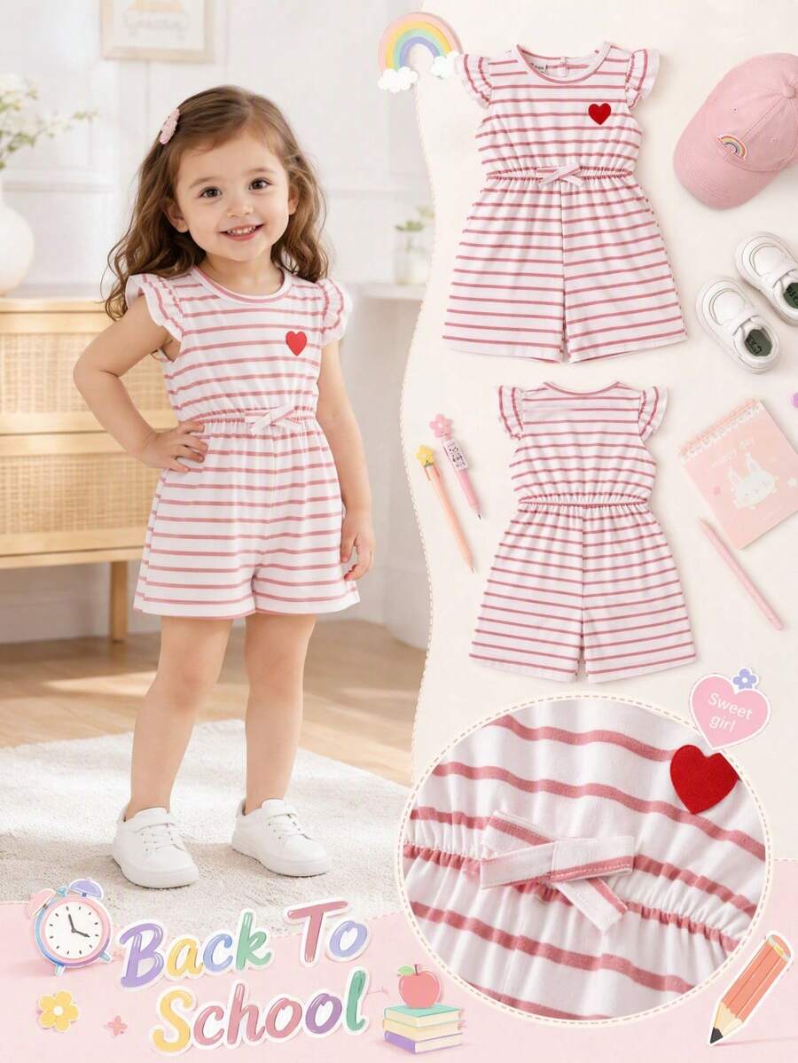 SHEIN Playful Pals Infant Girls Casual Striped Romper Spring/Summer