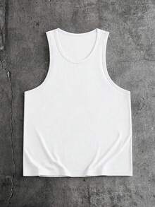 AXEPEAK Casual Men's Solid Color Crew Neck Versatile Tank Top - Multicolor - View 8