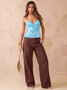 SHEIN BAE Women's Casual Daily Denim Jeans With Pockets And Buttons Fall Clothes - Blue - View 1