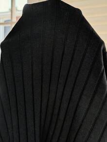 SHEIN 孕婦純色圓領長袖側開衩休閒T恤 秋季 - 黑色 - 查看 6