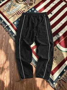 Gym Rark Pantalones largos casuales de uso diario y deportes para hombres con cintura con cordón y patrón de letras - Negro - Ver 2