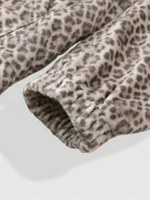 ROMWE MEN Street Life Men's Leopard Print Denim Pocket Long Sleeve Fuzzy Jacket - Multicolor - View 5