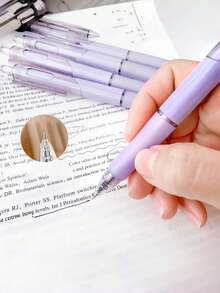 5Pcs/Set Retractable Gel Pens – Comfortable Silicone Grip, 0.5mm Black Ink, Smooth Writing Stationery Set For Office, School, Daily Use, Back-To-School Supplies - one-size - View 7
