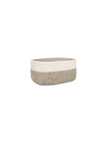 Zazumi Cirelle 1 Piece Minimalist Woven Storage Basket, Boho Geometric Rattan Container For Home And Garden Decoration, Desk Organizer, Bathroom And Cosmetic Storage, Natural Wooden Plant Holder, Bohemian Rope Basket For Small Items - Grey - View 8