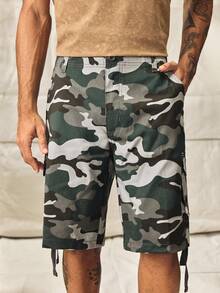 Norleigh Men/Boys Camouflage Cargo Shorts, Loose Straight Leg Casual Shorts With Pockets, Summer Street Style - Blue - View 7