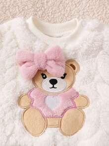 SHEIN Abbigliamento per neonati Autunno/Inverno Nuovo Set 2 Pezzi Felpa Dolce e Carina & Pantaloni Lunghi Morbidi Rosa con Motivo Testa di Orso Carino Set di Abbigliamento per Bambini - Rosa Baby - Visualizzare 6