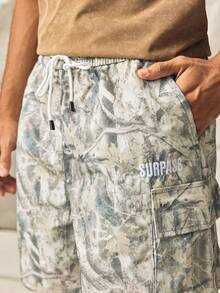 New Summer Men's Camouflage Tree Pattern Cargo Shorts, Multi-Pocket Casual Cargo Pants, Fashionable & Versatile - Khaki - View 5