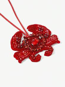 Viva Strut 1 Stylish Faux  Crab Beaded Bag Accessory Buckle, Suitable For Decorative Handbags, Messenger Bags, Backpacks, Etc - Red Crab - View 3