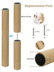 2 postes de reemplazo de árbol para gatos de cuerda de sisal, materiales DIY de cuerda de sisal amarilla para postes rascadores de gatos - Amarillo - Ver 4