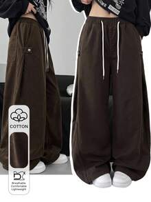 DAZY Women's Ultra Loose Exaggerated Leg Opening Side Seam Design Jeans - Coffee Brown - View 1