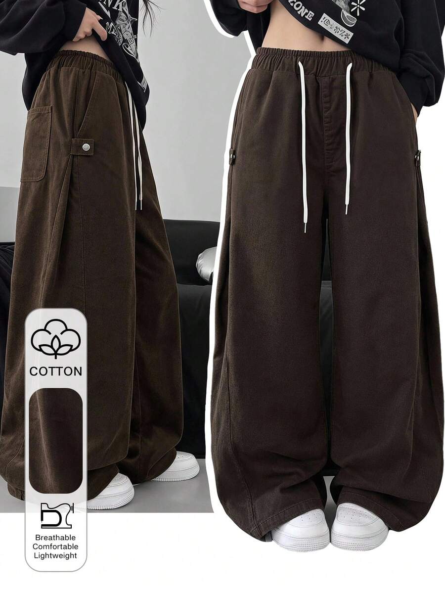 DAZY Women's Ultra Loose Exaggerated Leg Opening Side Seam Design Jeans - Coffee Brown - View 1